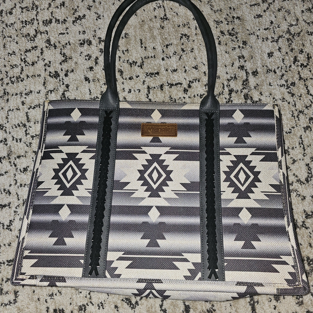 Montana West Black and Cream Geometric Tote